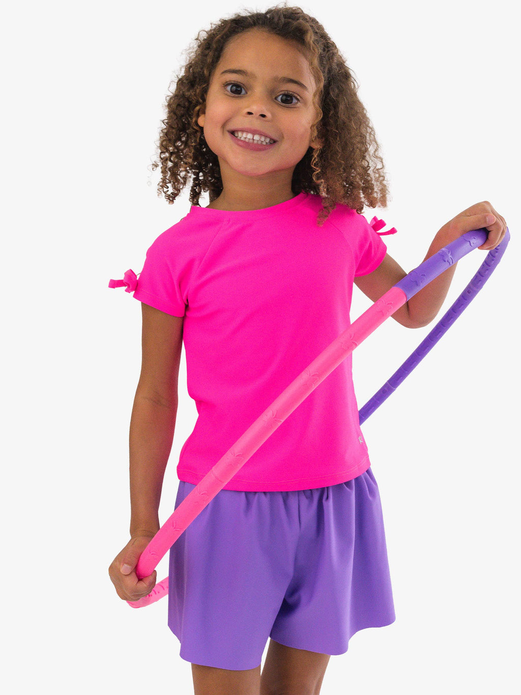 Girls Neon Purple Active Butterfly Shorts