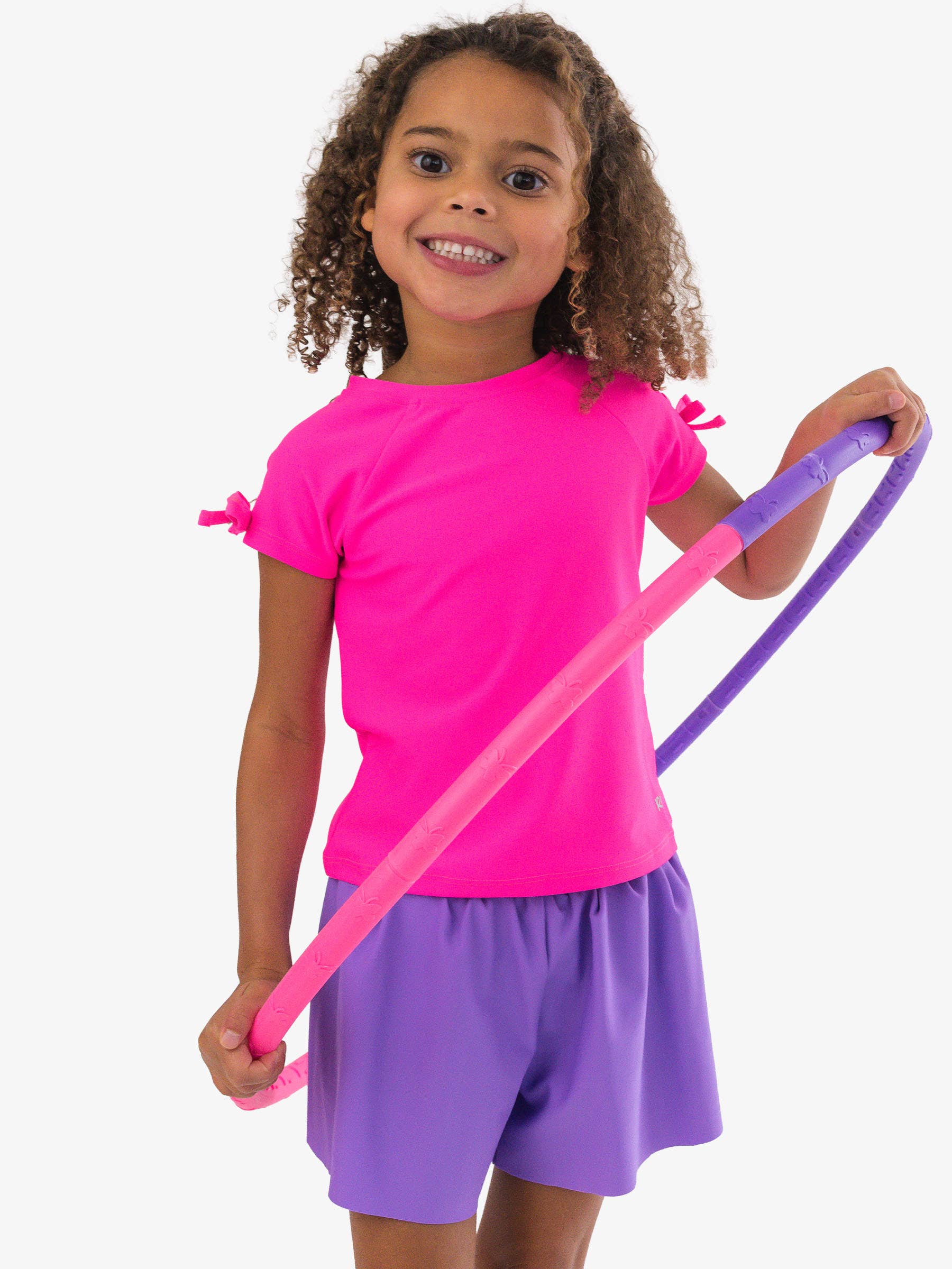 Girls Neon Purple Active Butterfly Shorts