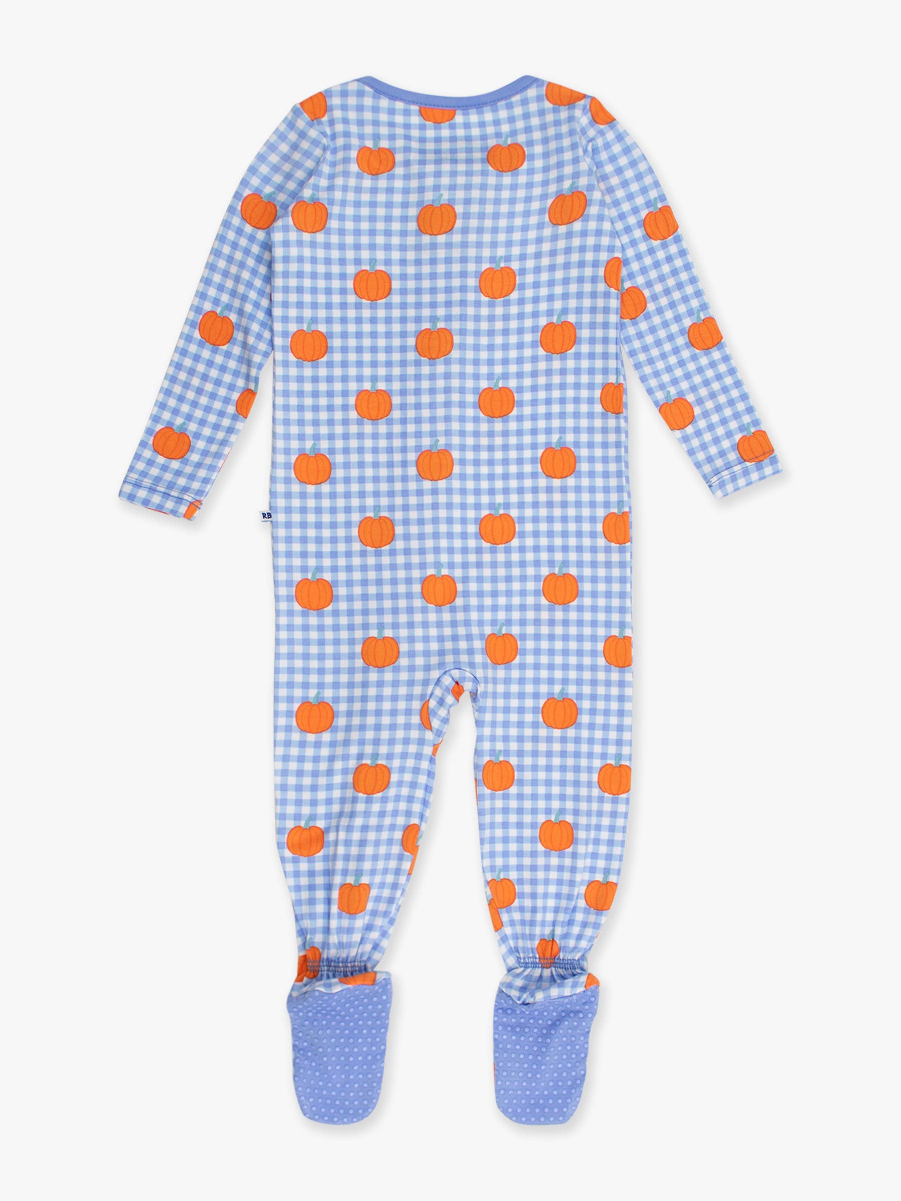SoftSnooze™ Baby Bamboo Viscose Pumpkin Patch Gingham Footed One Piece Pajama