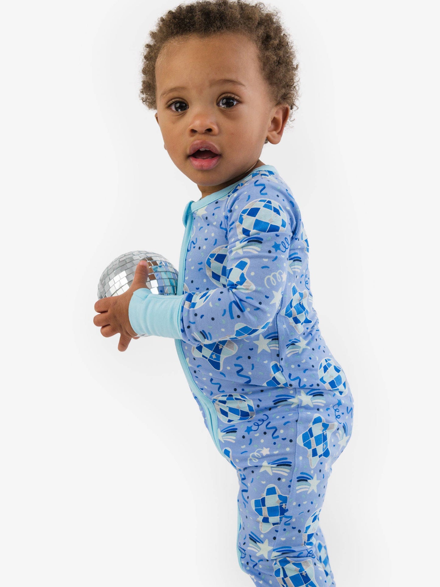 SoftSnooze™ Baby Bamboo Viscose Blue Disco Party Convertible One Piece Footie Pajama