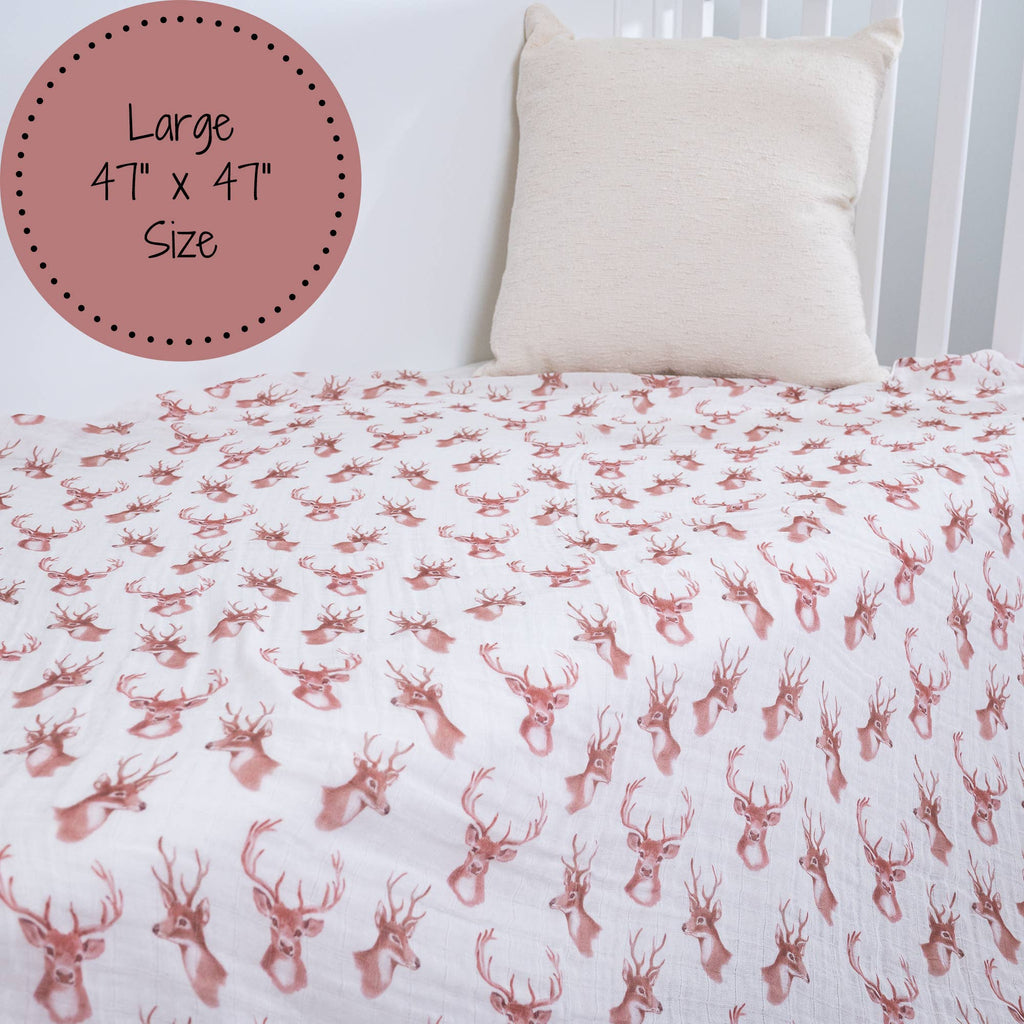 Baby Muslin Swaddle Blanket 47x47 Oh Deer