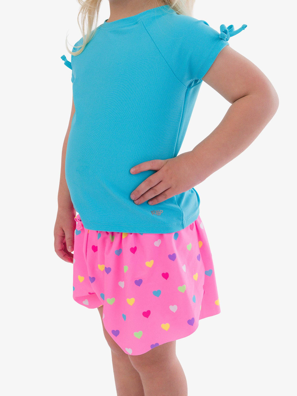 Girls Neon Pink Colorful Hearts Active Butterfly Shorts