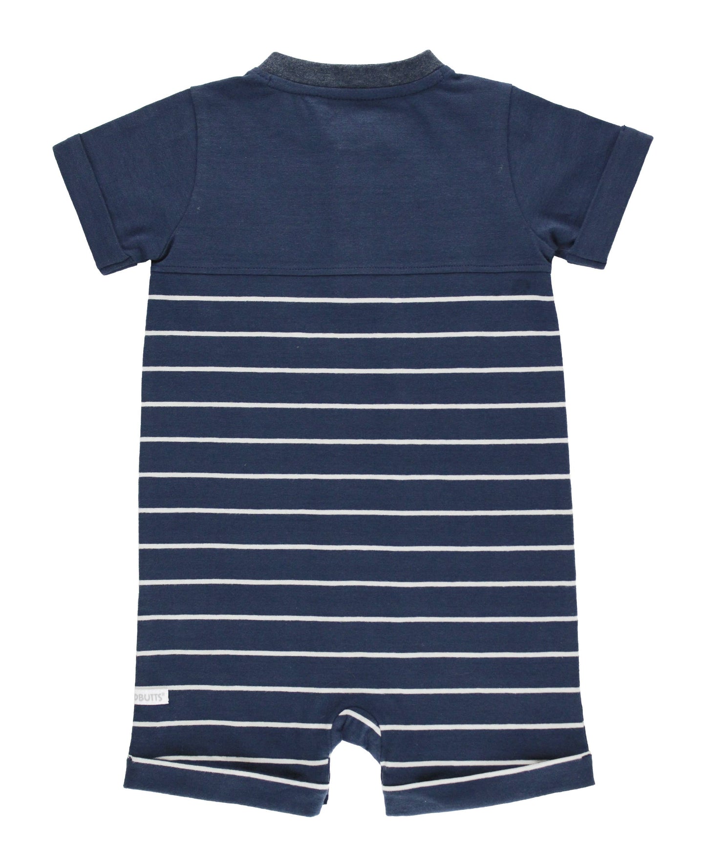 Baby Boys Navy and Gray Stripe Henley Romper