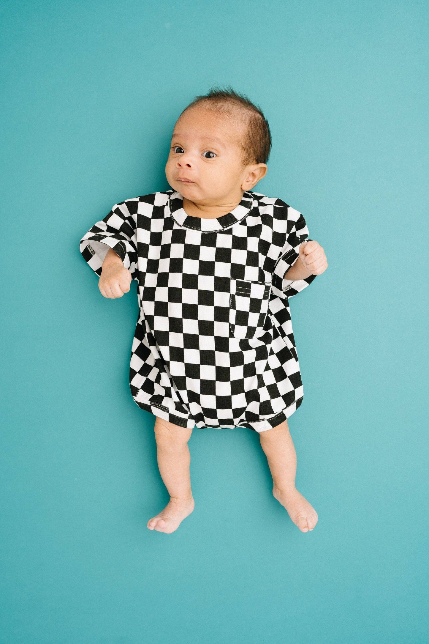 Black Checkered Pocket Romper