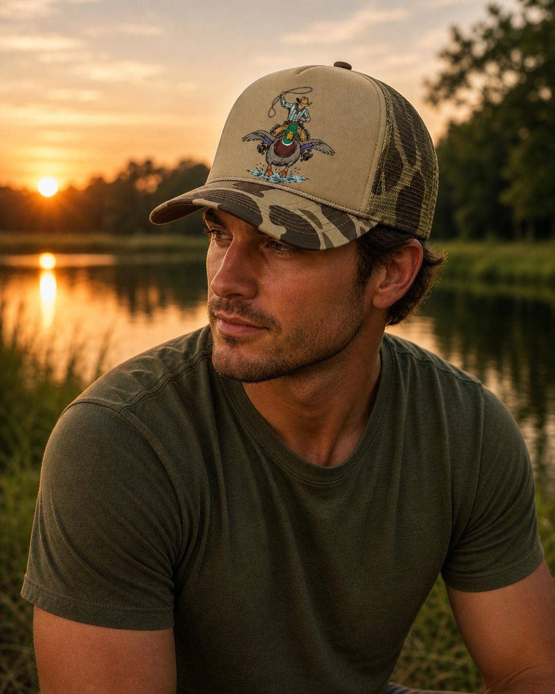 Tan Camo Rodeo Trucker Hat Fishing Hunting