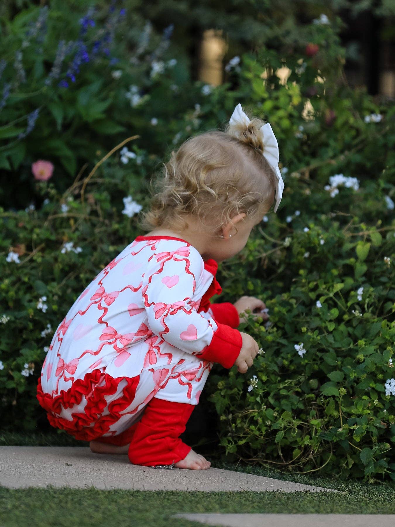 Valentine’s Day Baby Girl Romper with Heart and Bow Print