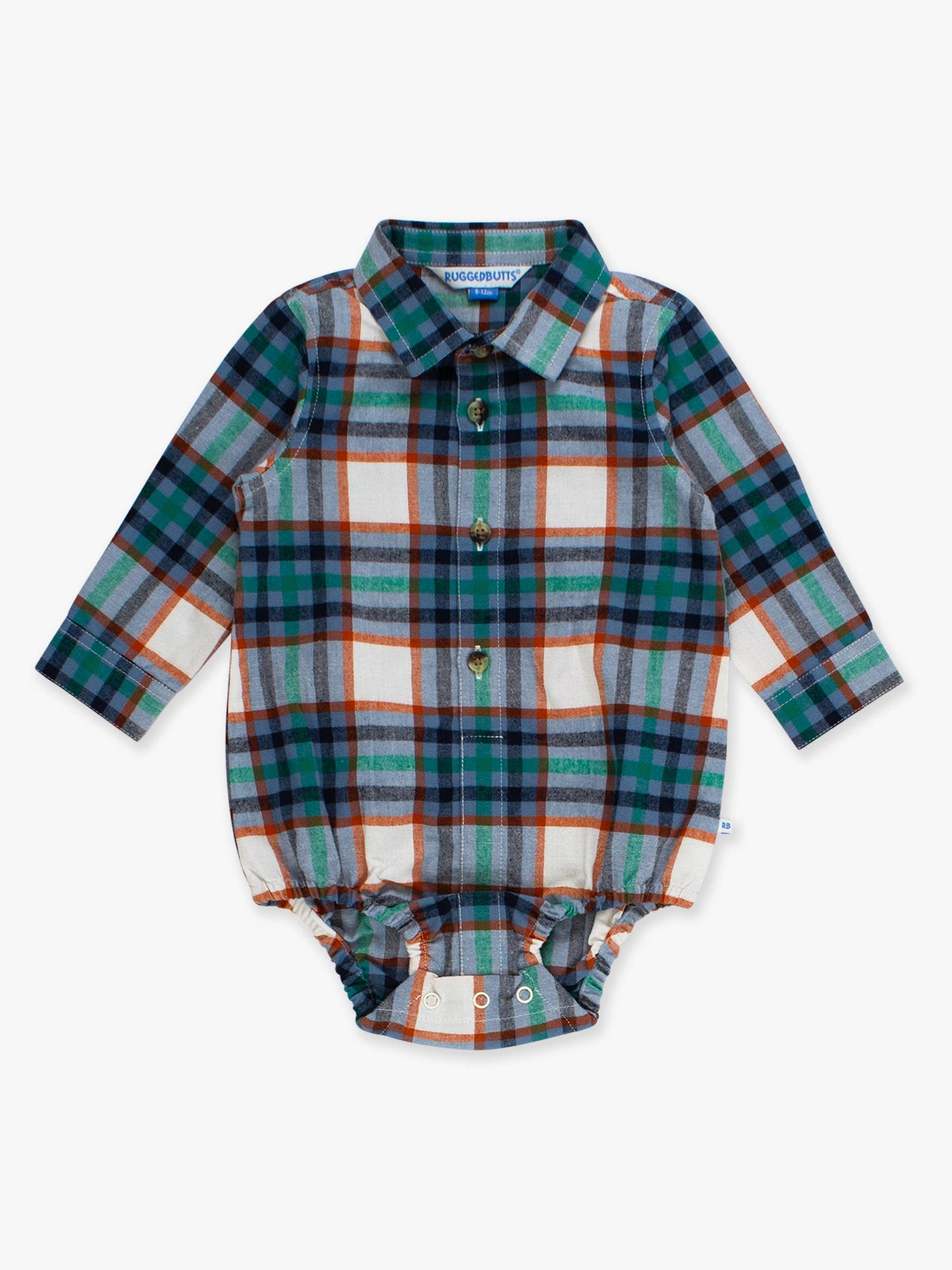 Baby Boys Peyton Plaid Long Sleeve Button Down Bodysuit
