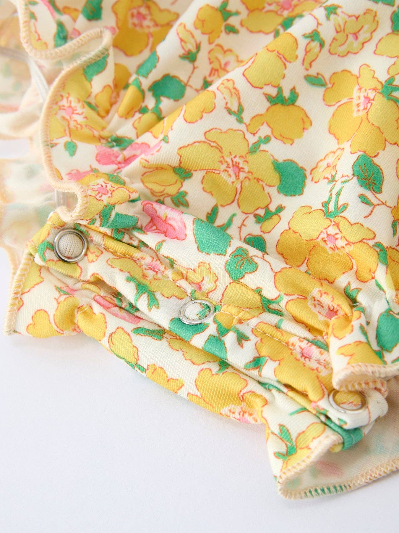 Easter Yellow Chick Embroidery Floral Baby Girl Romper