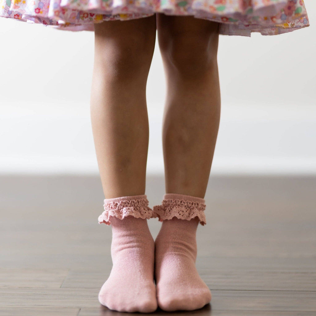 Blush Pink Lace Midi Sock