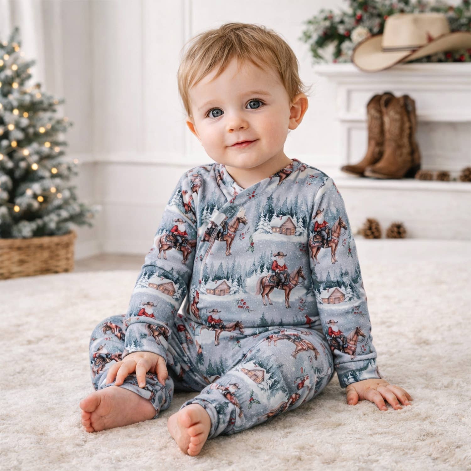 Cowboy Christmas Family Matching Soft Bamboo Pajamas