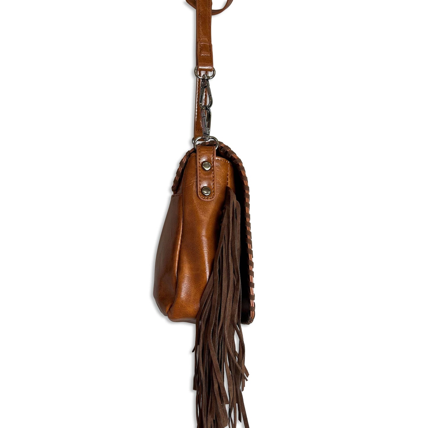 Brown Cowhide Western Crossbody Fringe Bag