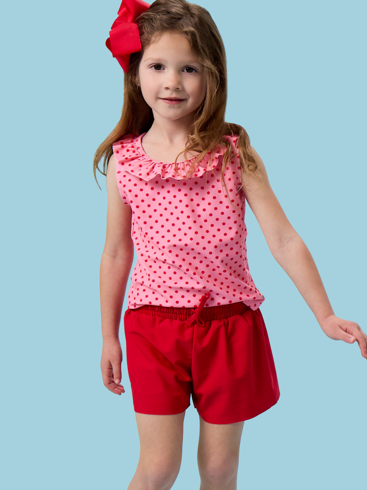 Girls Red Active Butterfly Shorts