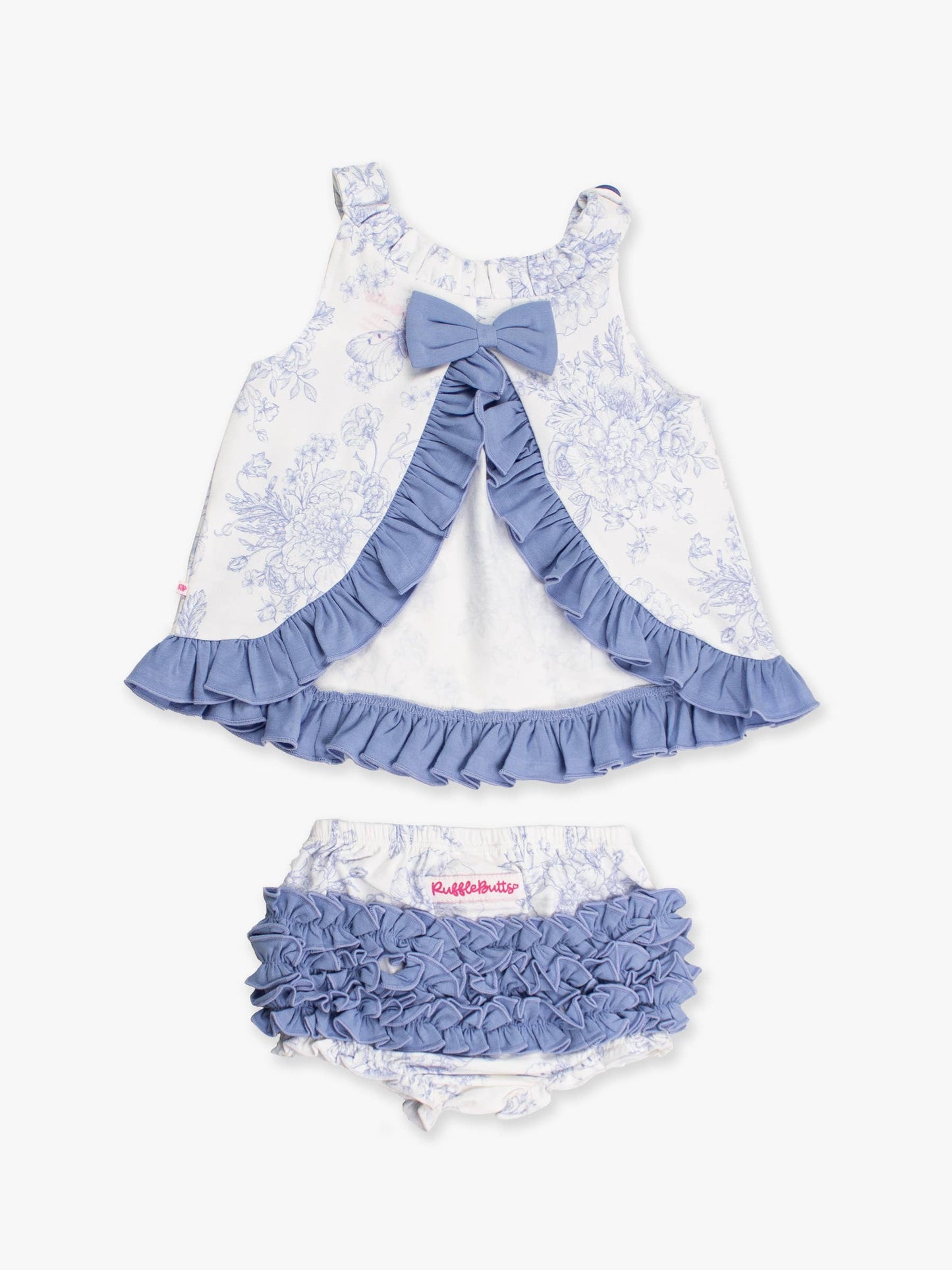 Baby Girls Periwinkle Butterfly Garden Knit Swing Top & Bloomer Set