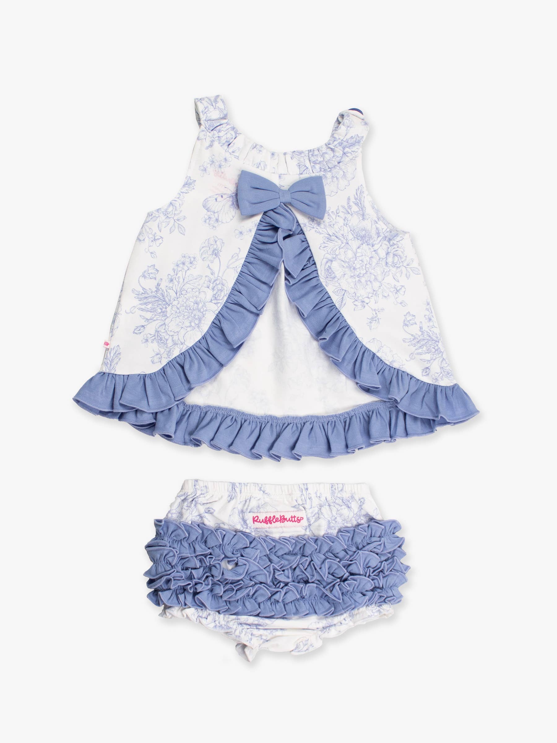 Baby Girls Periwinkle Butterfly Garden Knit Swing Top & Bloomer Set
