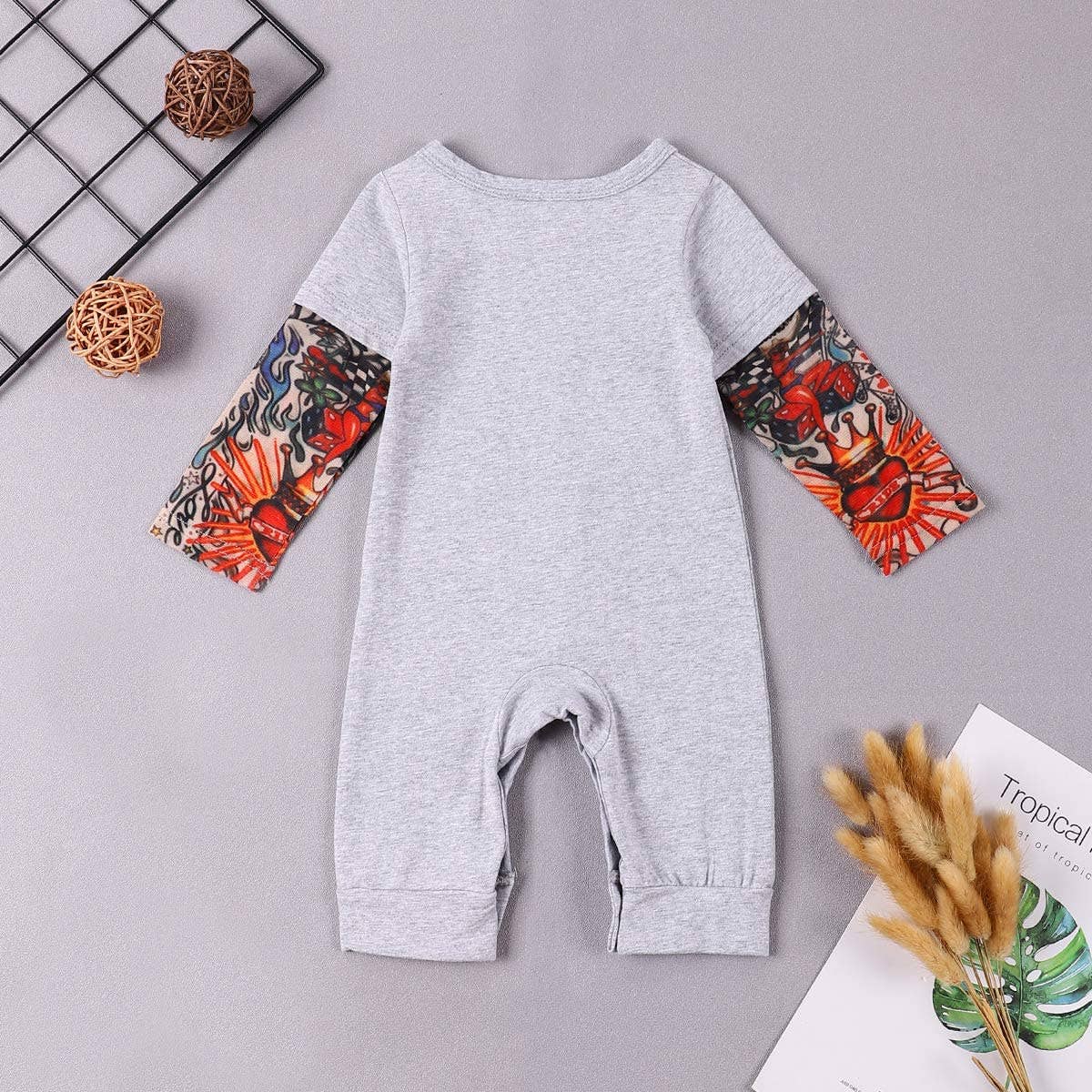 Lady Killer Tattoo Sleeve Cotton Baby Romper