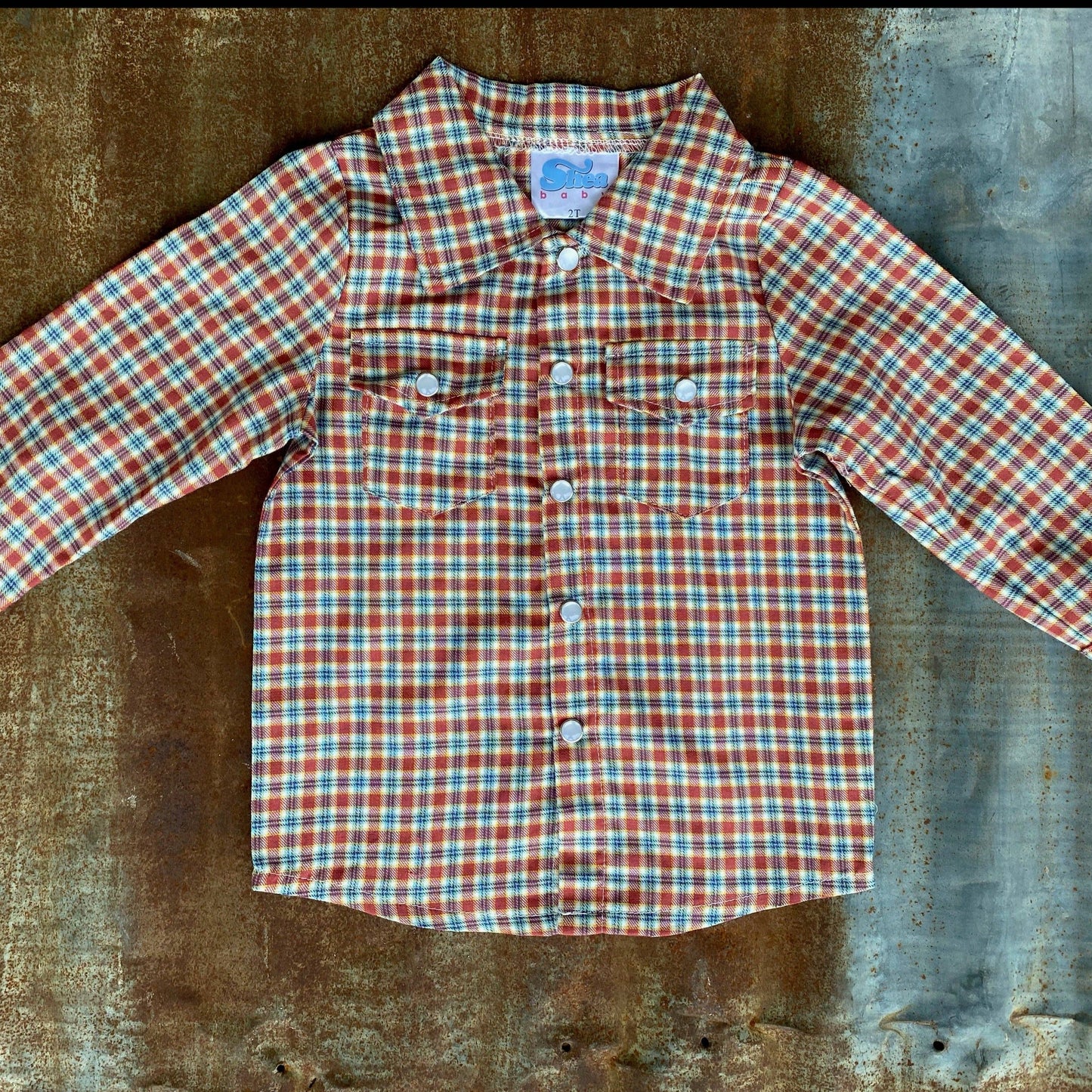 PLAID LONG SLEEVE PEARL SNAP - Red/Blue