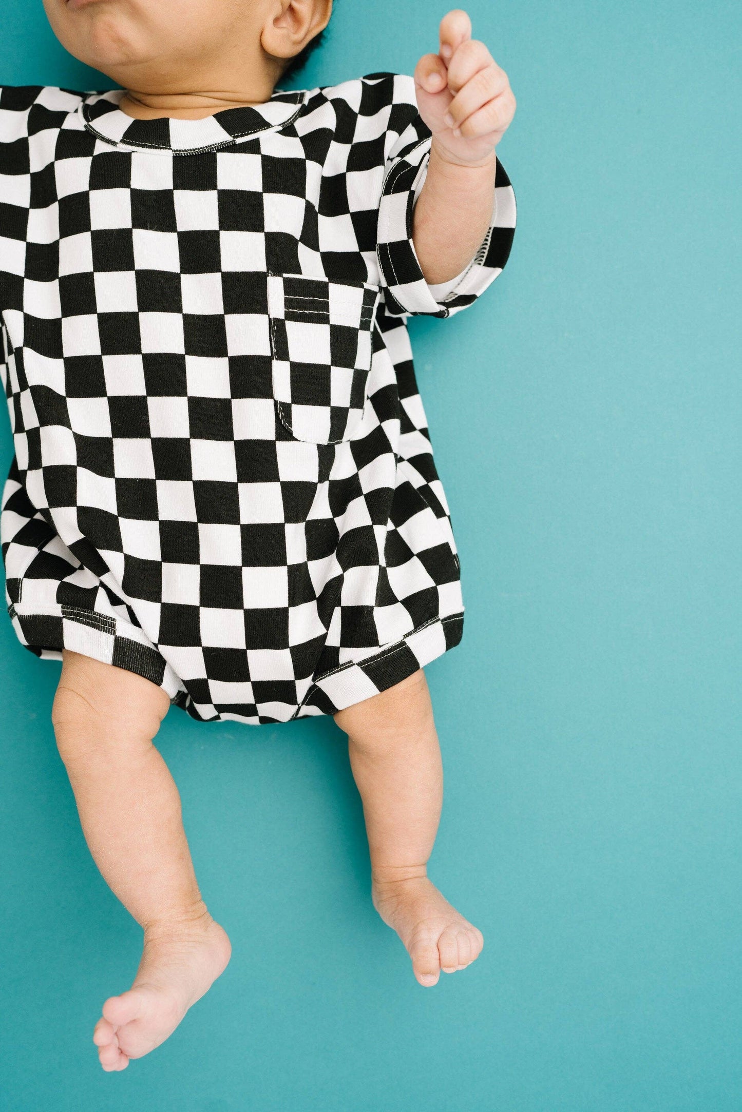 Black Checkered Pocket Romper