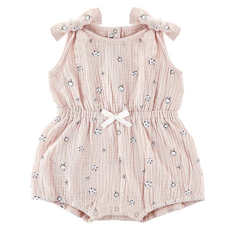Tie Shoulder Cinch Waist Romper - Blossom