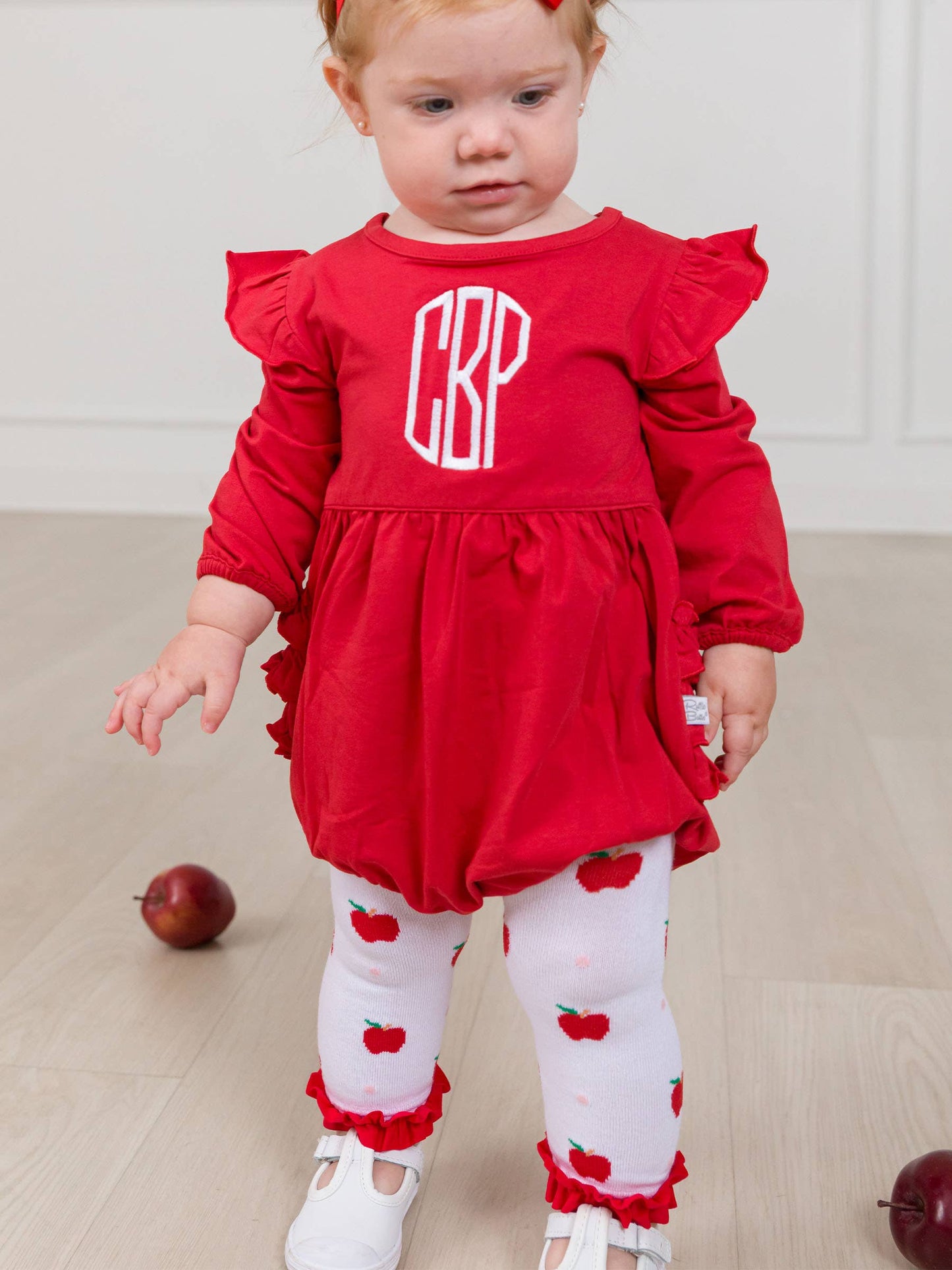 Girls Apple Orchard Patterned Footless Ruffle Tights