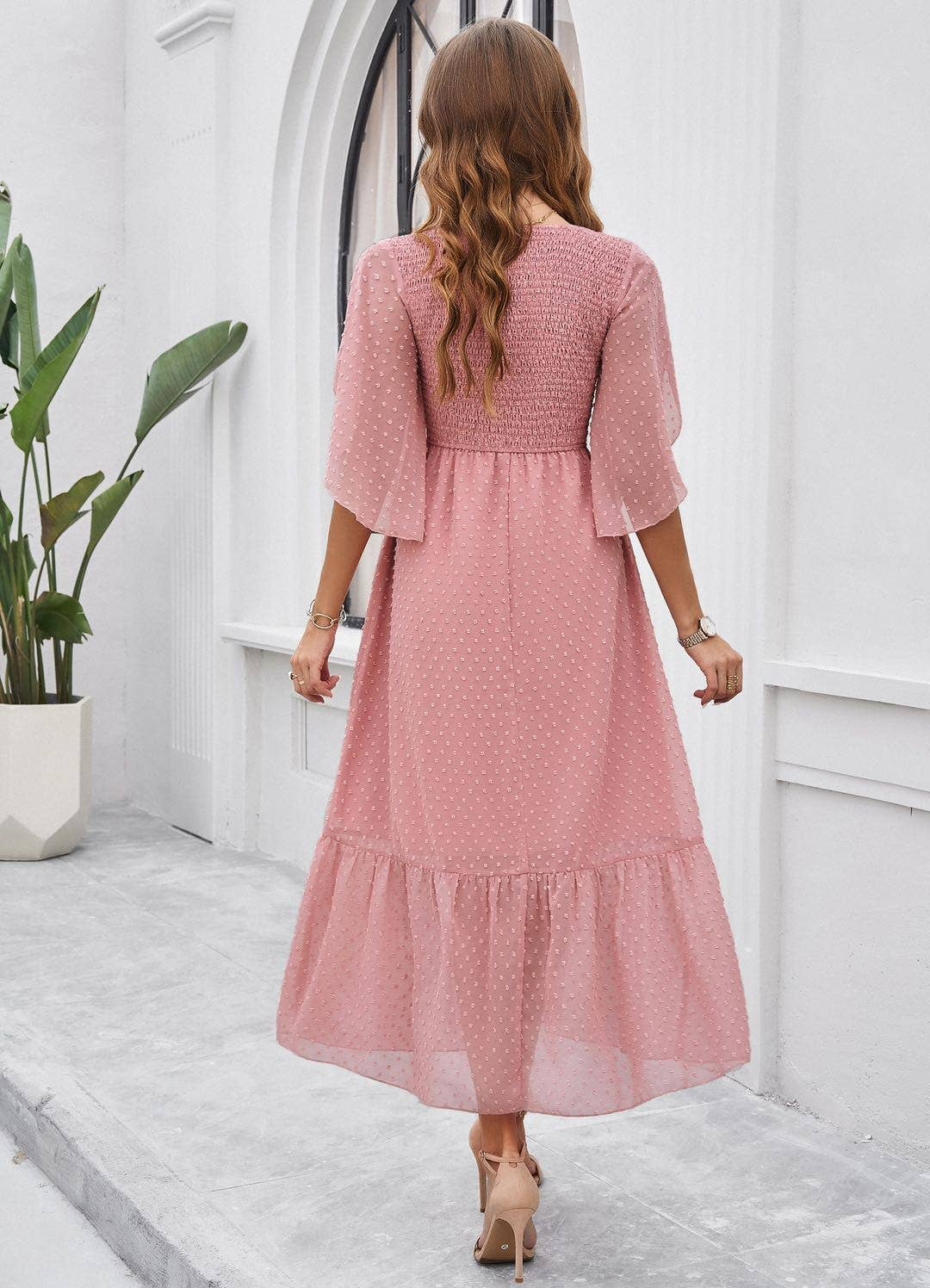 Swiss dot ruffled dress