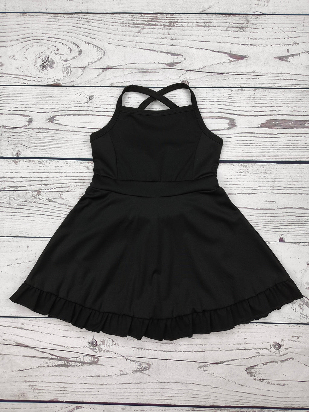 Black Girls Athletic Dress with Ruffle