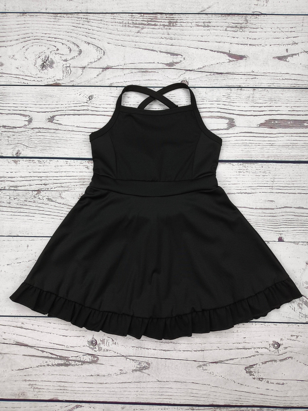 Black Girls Athletic Dress with Ruffle