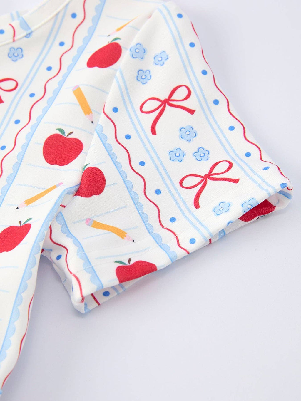 Back to School Apple Bow Stripe Girls Dress