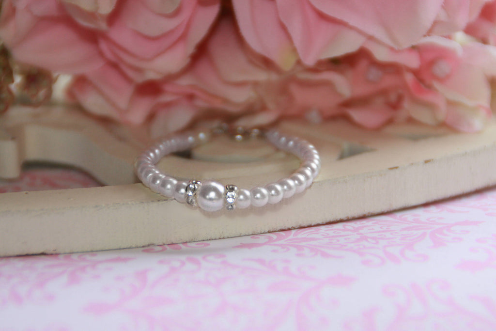 Graduated Pearl Bracelet with Crystal Accents CJ-117-5
