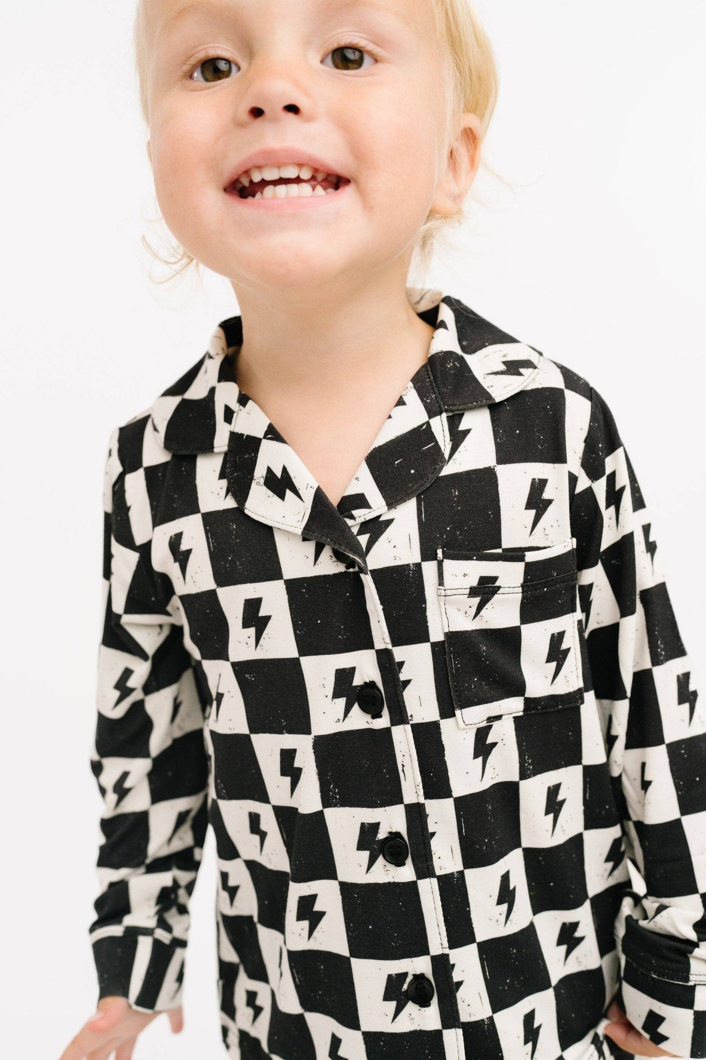 Electric Checkered Bamboo Button Up Set