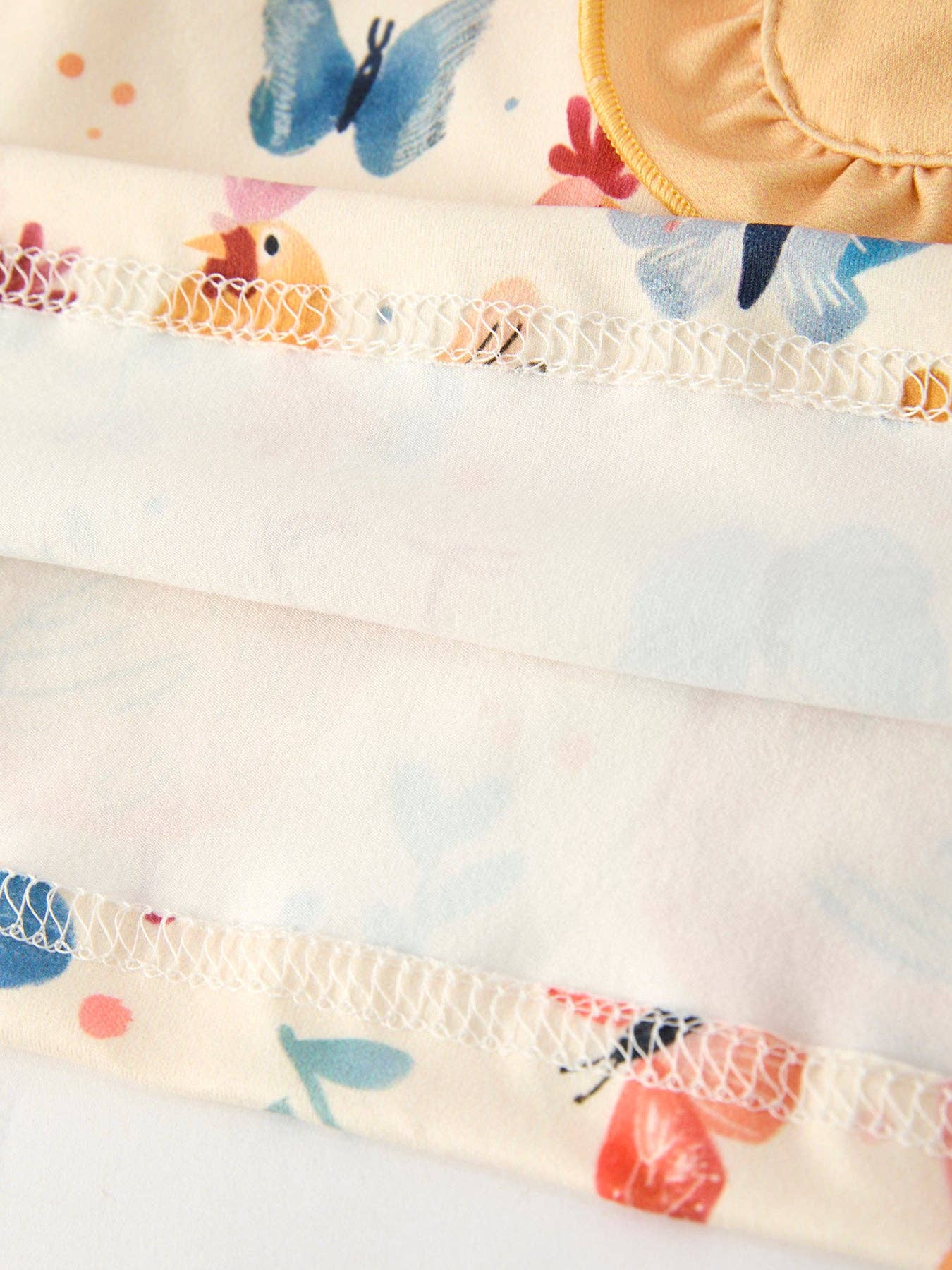 Charming Chicken & Butterfly Girls Dress with Cute Ruffled Pockets