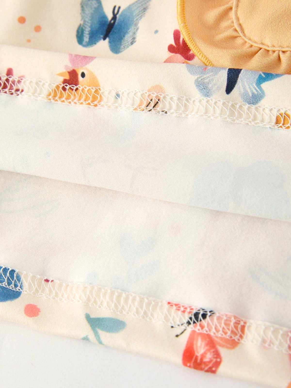 Charming Chicken & Butterfly Girls Dress with Cute Ruffled Pockets