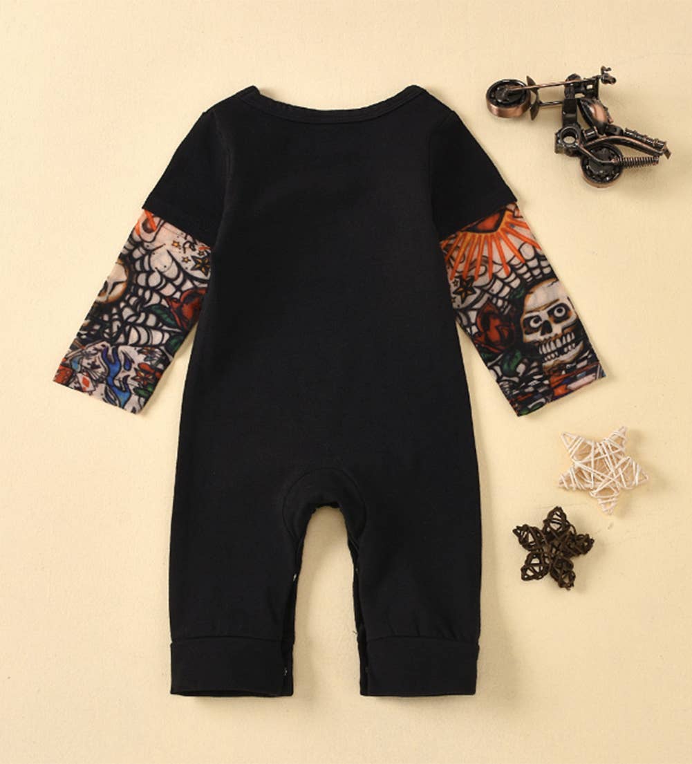 Black Straight Outta Timeout Tattoo Sleeve Baby Romper