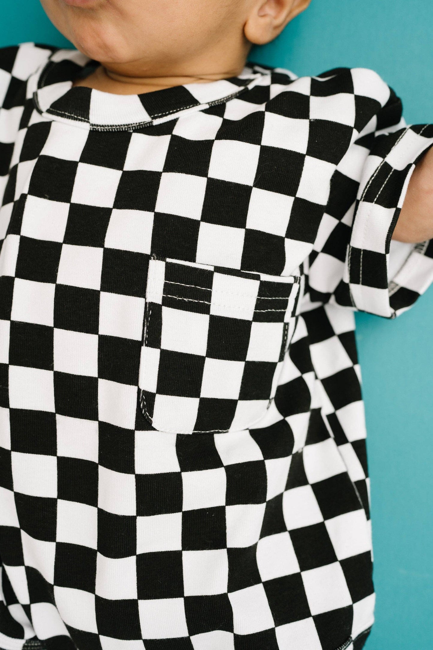 Black Checkered Pocket Romper