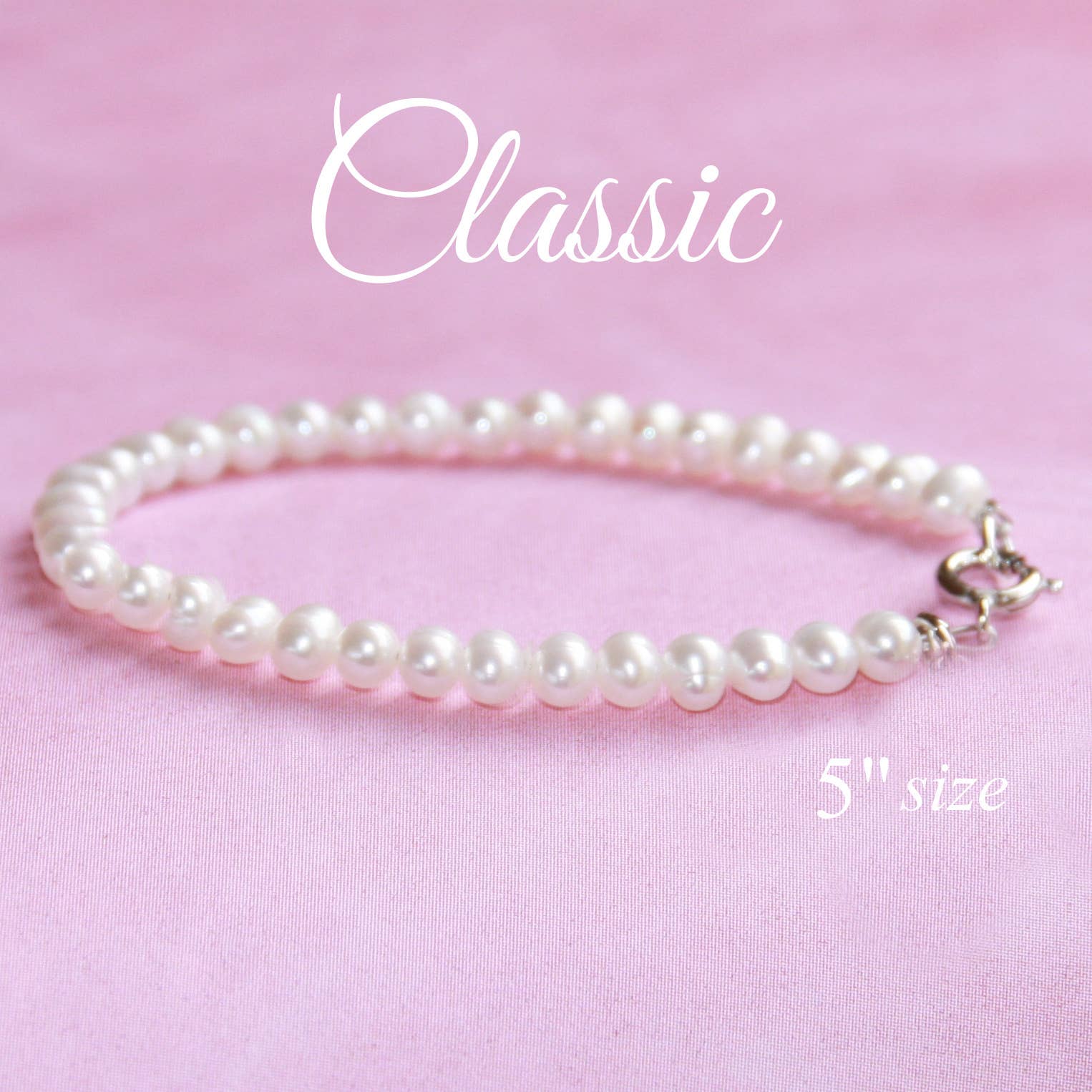 Classic Pearls Sterling Clasp 5" Bracelet STG-112