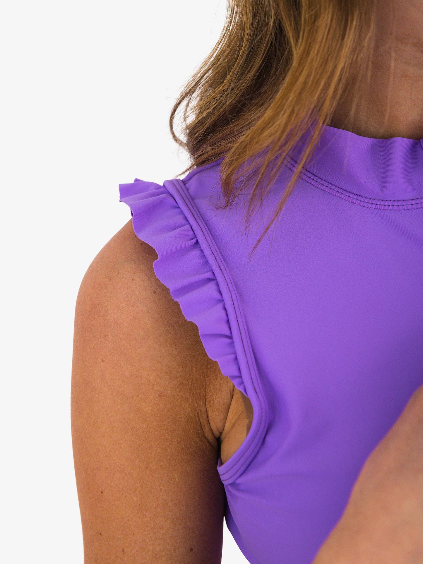 Women's Neon Purple Flutter Sleeve Active Dress & Bike Short Set