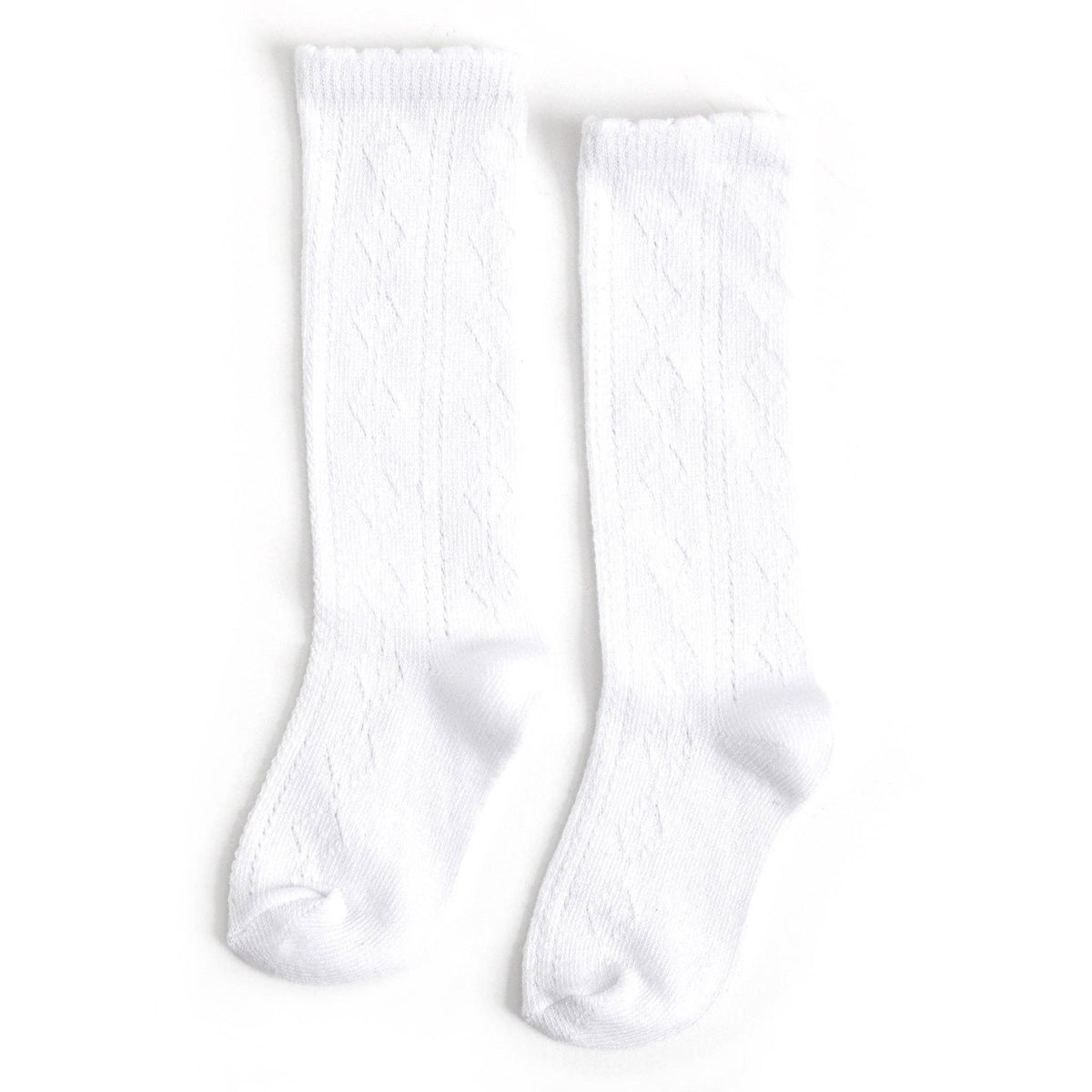 Scalloped Fancy Knee High Socks - White