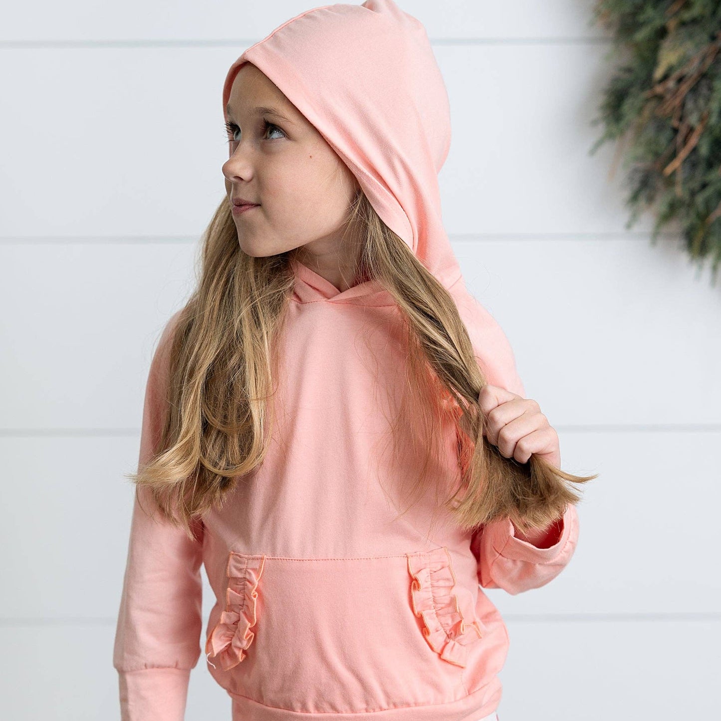 Kids Blush Ruffle Hoodie