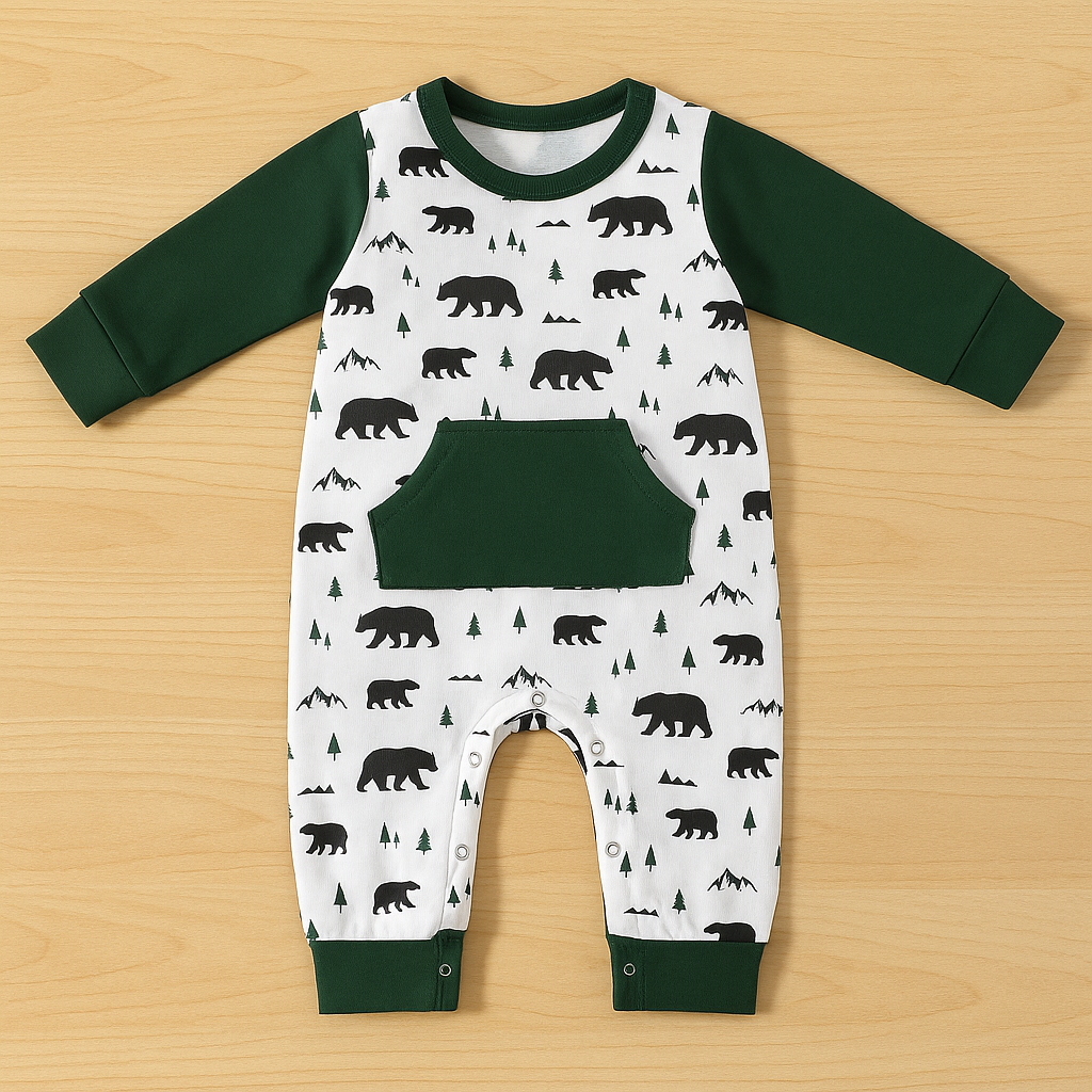 Green Bear Adventures Infant Romper