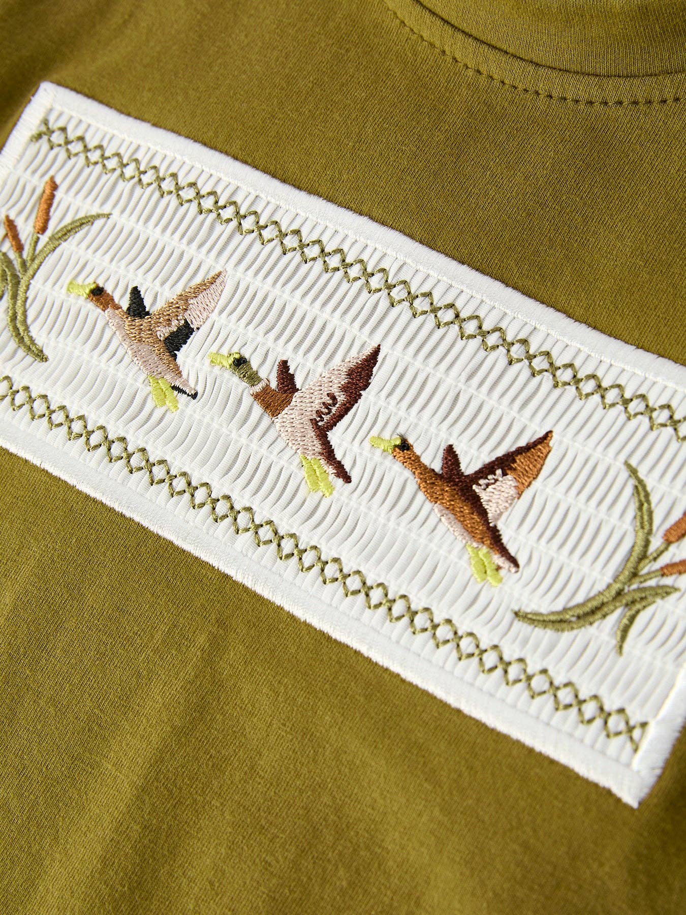 Duck Embroidery Boys Set Green Tee and Camo Shorts