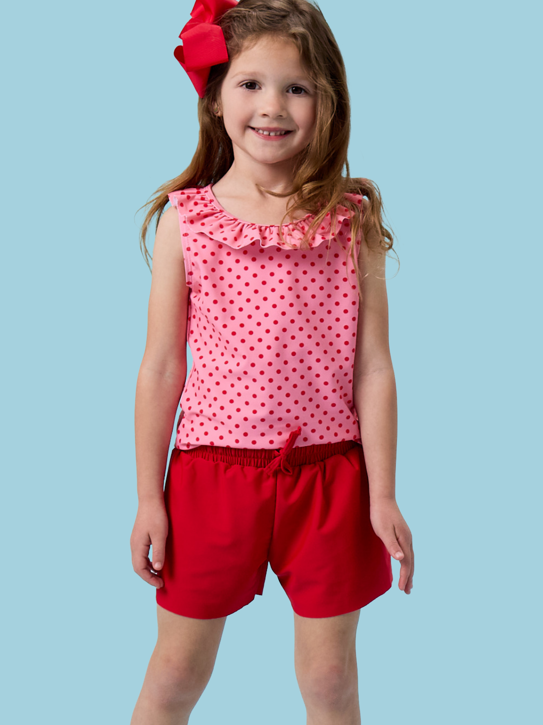 Girls Red Active Butterfly Shorts