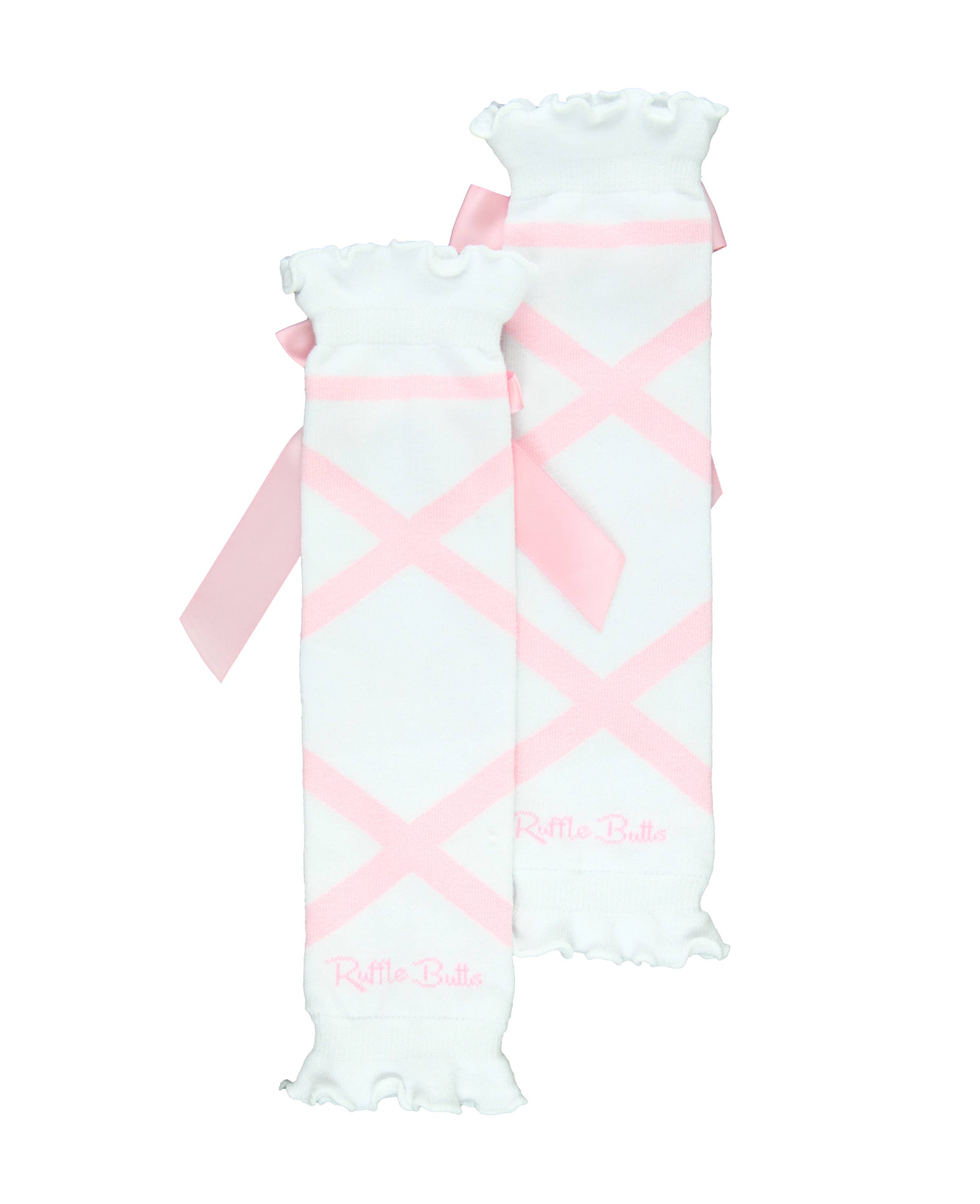 Girls White Ballet Bow Leg Warmers