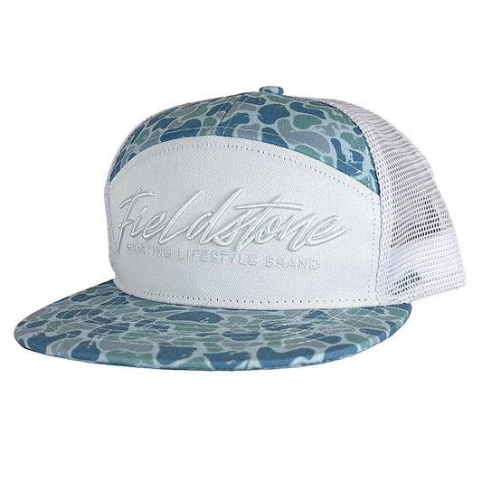 7 Panel Saltwater Camo Script Hat (RH-189)