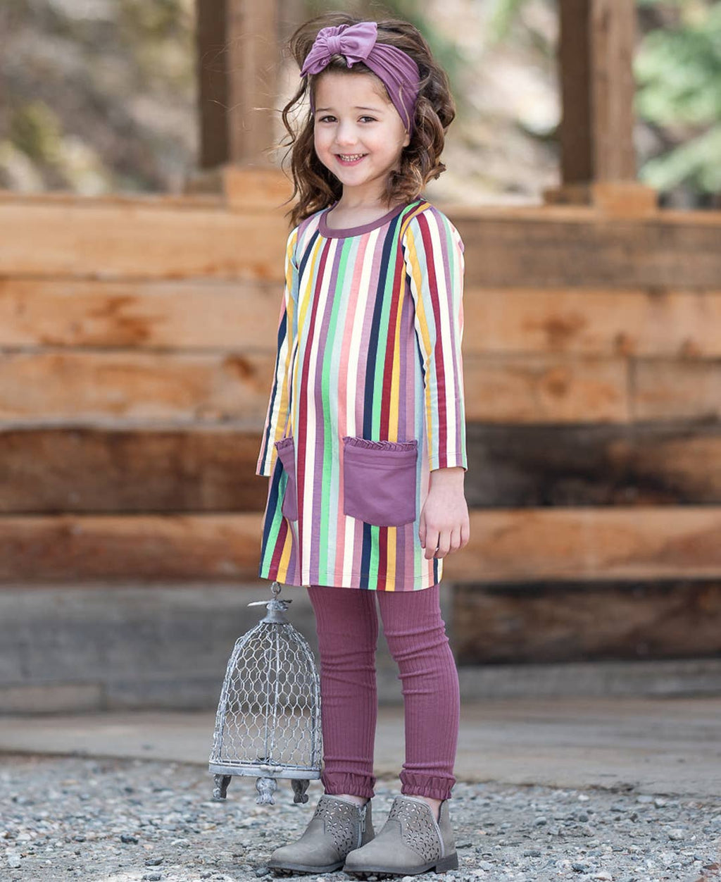 Girls Vintage Violet Rib Knit Footless Ruffled Tights