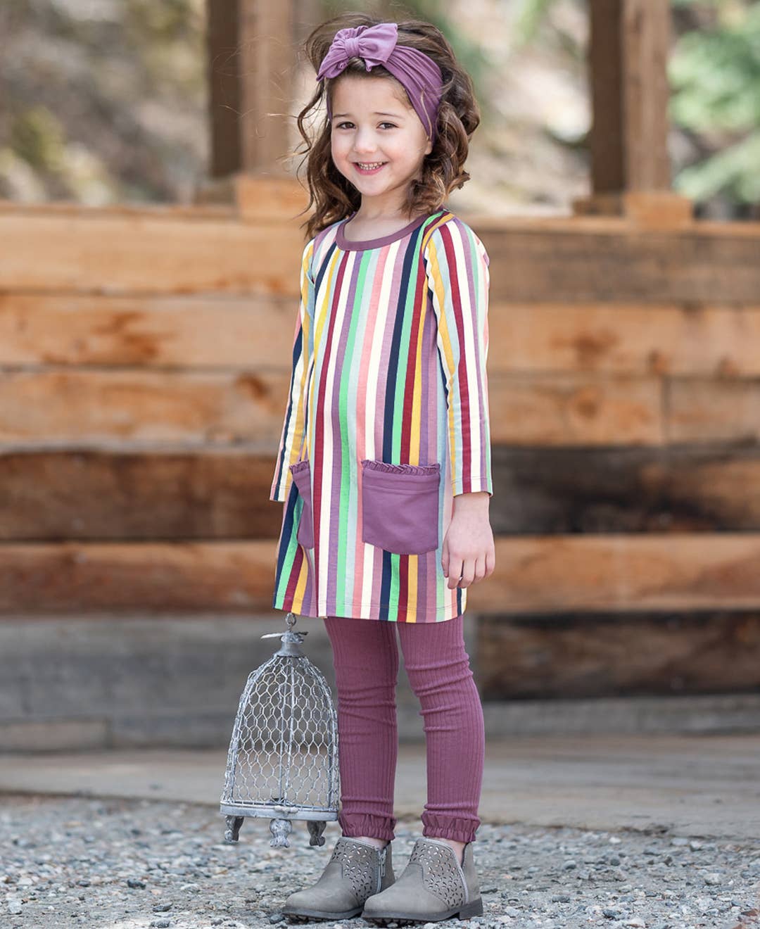 Girls Vintage Violet Rib Knit Footless Ruffled Tights