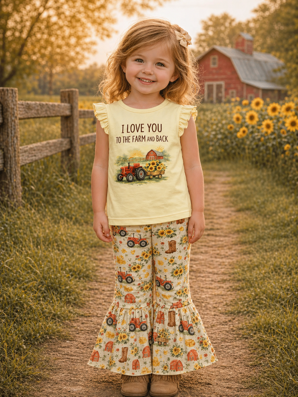 I Love you To The Farm and Back Bell Pants Set