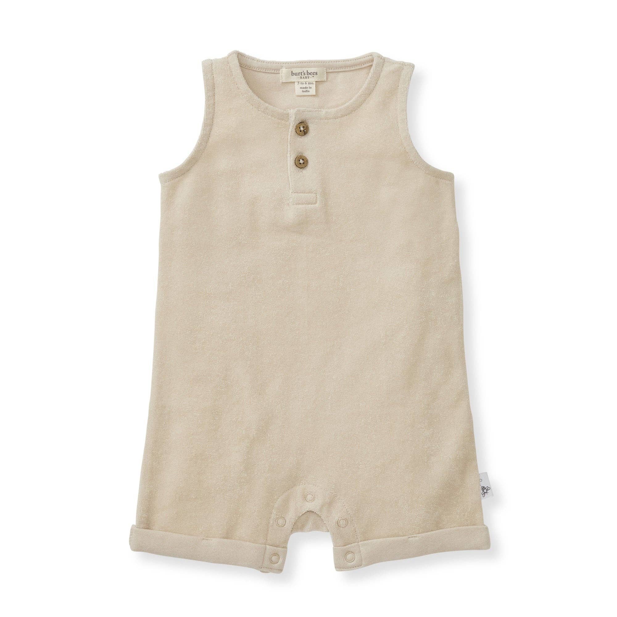 Terry Organic Baby Boy Romper - Fossil