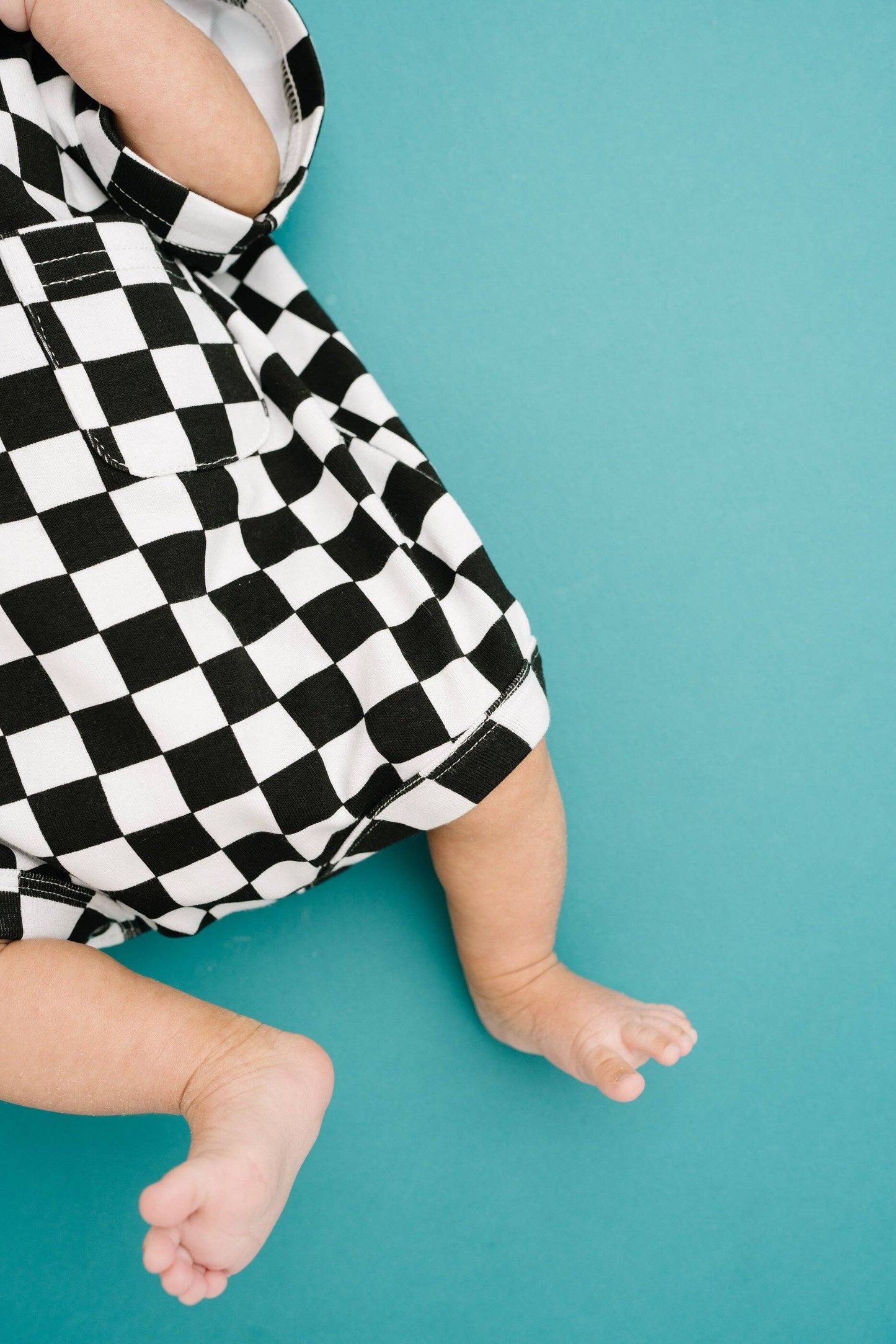 Black Checkered Pocket Romper