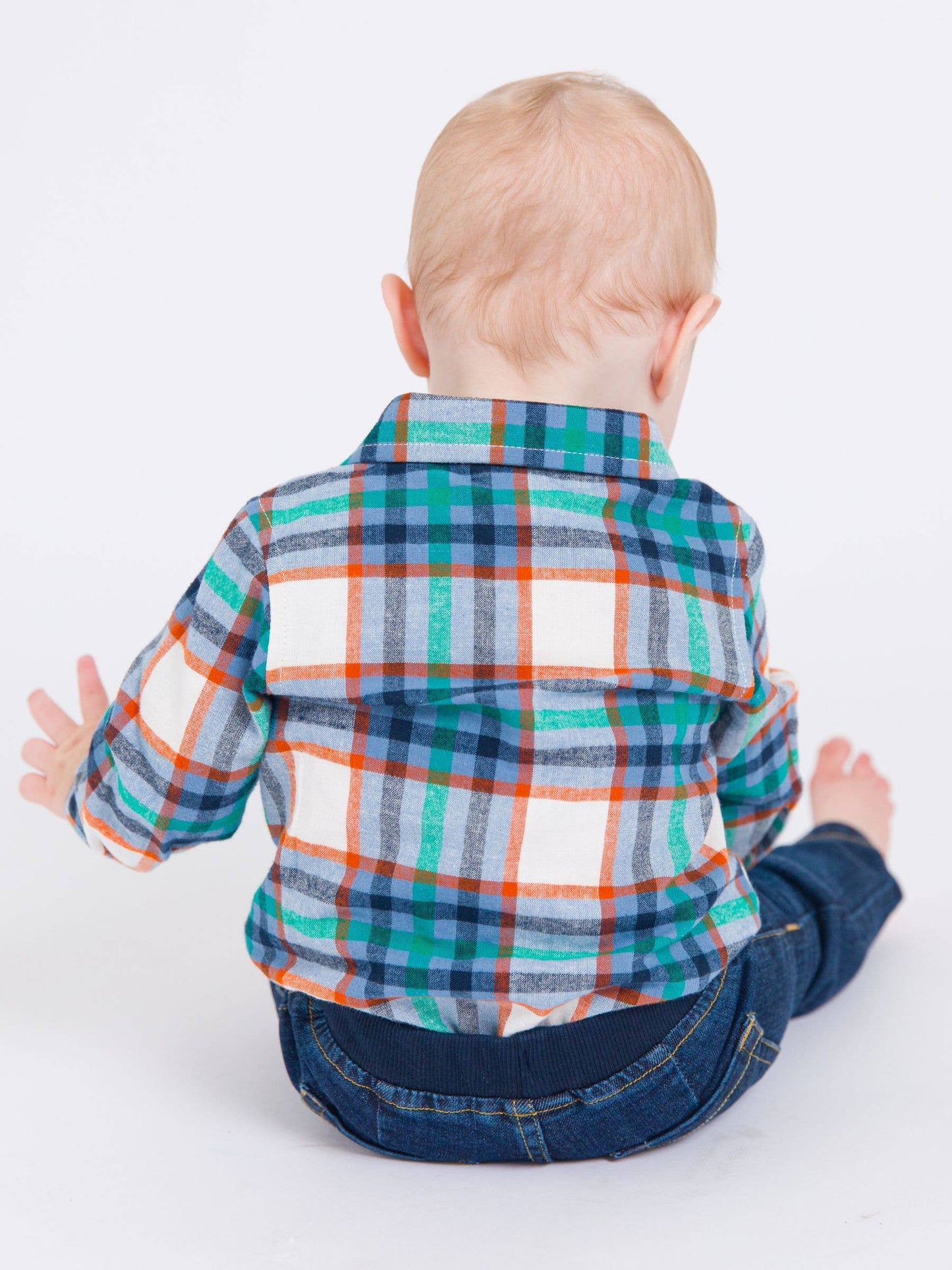 Baby Boys Peyton Plaid Long Sleeve Button Down Bodysuit
