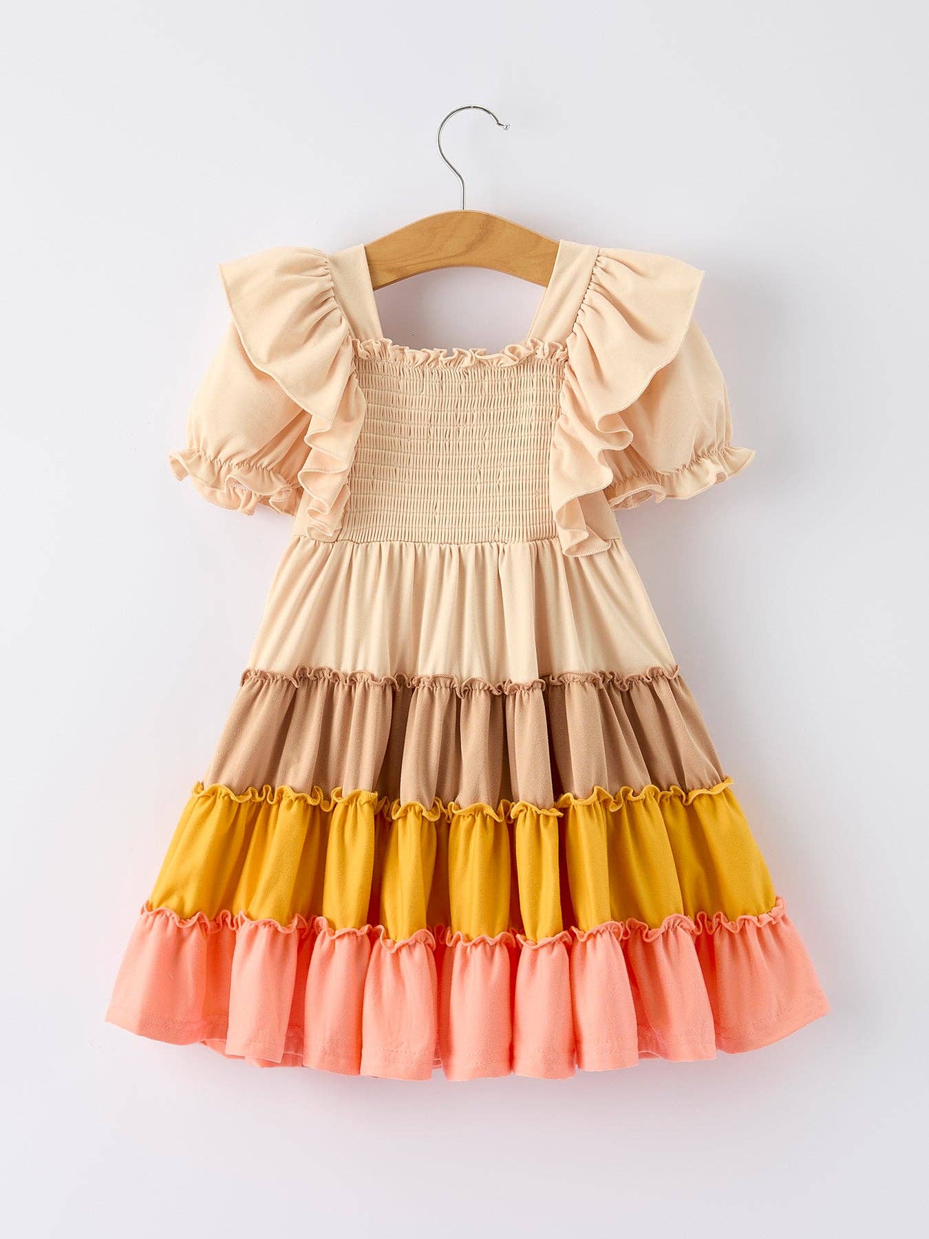 Fall Bohemian Style Toddler Girl Dress with Ruffles