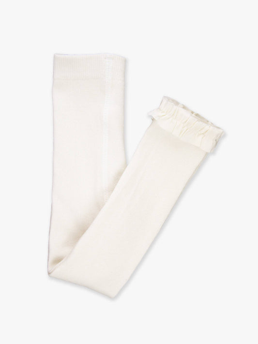 Girls Ivory Footless Ruffle Tights